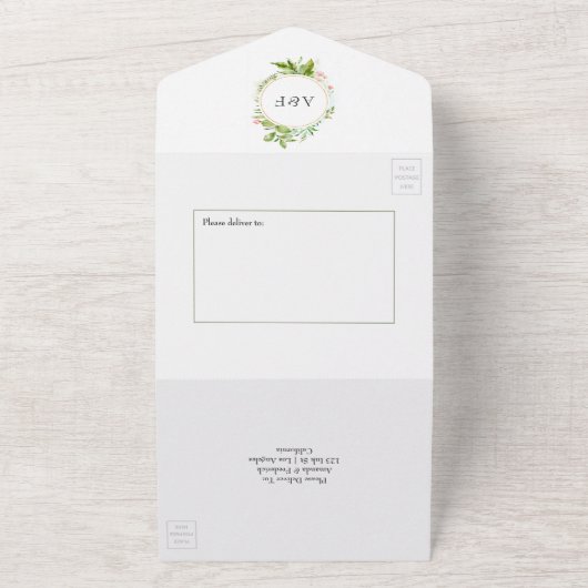 Invitation Tout En Un Mariage Monogramme géométrique Cristal vert (Dehors)