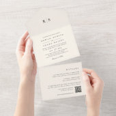 Invitation Tout En Un Mariage Monogramme noir & écrin classique (Déchirure)