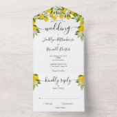 Invitation Tout En Un Mariage Monogramme Script Citron Vert (À l'intérieur)