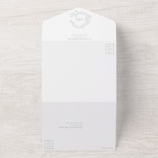 Invitation Tout En Un Mariage Monogramme Tout en un (Dehors)