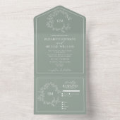 Invitation Tout En Un Mariage Monogramme Tout en un (À l'intérieur)