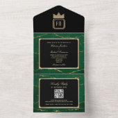 Invitation Tout En Un Mariage Monogramme vert Emeraude Noir Or de luxe (À l'intérieur)