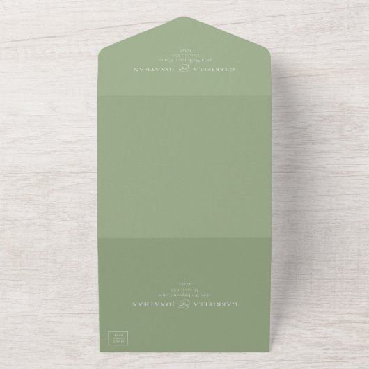 Invitation Tout En Un Mariage Monogramme vert Sage moderne RSVP (Dehors)