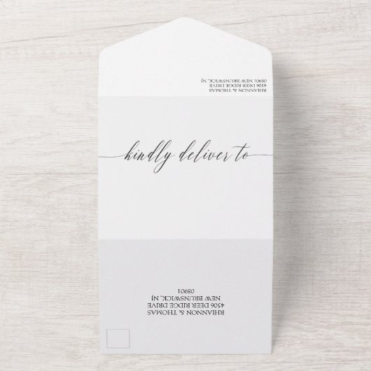 Invitation Tout En Un Mariage monographique noir blanc vert (Dehors)