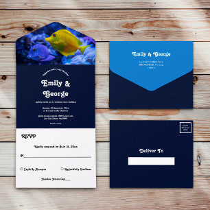 Invitation Tout En Un Mariage nautique de la marine Blue sous-marine