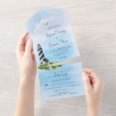 Invitation Tout En Un Mariage nautique phare (Déchirure)