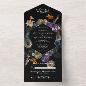 Invitation Tout En Un Mariage Néo-Classique au Clair de Lune Fleurs Somb (À l'intérieur)