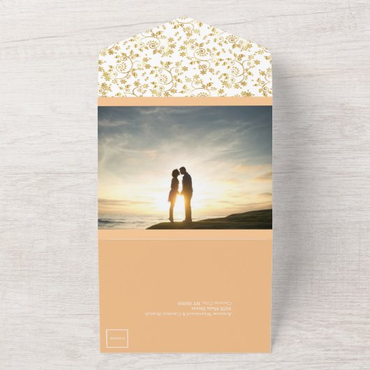 Invitation Tout En Un Mariage nocturne hivernale Peach (Dehors)