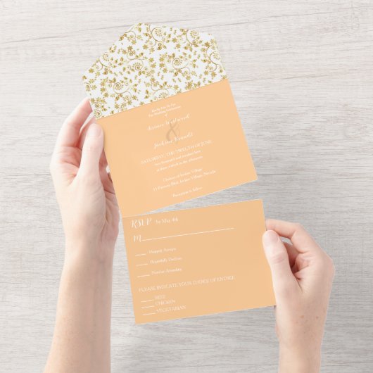 Invitation Tout En Un Mariage nocturne hivernale Peach (Déchirure)