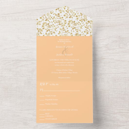 Invitation Tout En Un Mariage nocturne hivernale Peach (À l'intérieur)