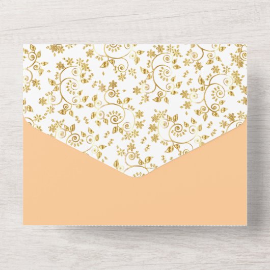 Invitation Tout En Un Mariage nocturne hivernale Peach (Verso)