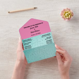 Invitation Tout En Un Mariage noir Abstrait Dusty