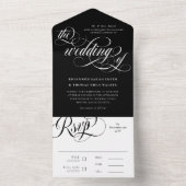 Invitation Tout En Un Mariage noir blanc Elegant Fils (À l'intérieur)
