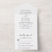 Invitation Tout En Un Mariage noir blanc Typographie moderne Tout en un  (À l'intérieur)