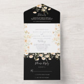 Invitation Tout En Un Mariage noir classique Boho Blush Fleur sauvage (À l'intérieur)