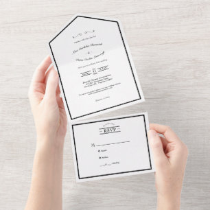 Invitation Tout En Un Mariage noir Décontracté classique