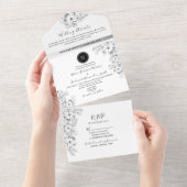 Invitation Tout En Un Mariage noir et blanc Boho (Déchirure)