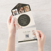 Invitation Tout En Un Mariage noir et blanc Boho (Déchirure)