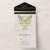 Invitation Tout En Un Mariage noir et blanc chic (À l'intérieur)