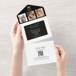 Invitation Tout En Un Mariage noir et blanc classique