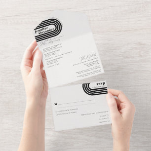 Invitation Tout En Un Mariage noir et blanc minimaliste moderne tout en 