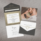 Invitation Tout En Un Mariage noir et blanc moderne