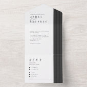 Invitation Tout En Un Mariage noir et blanc sur mesure ID1090 (À l'intérieur)