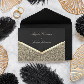 Invitation Tout En Un Mariage noir et or de luxe