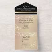 Invitation Tout En Un Mariage noir et rose chic (À l'intérieur)