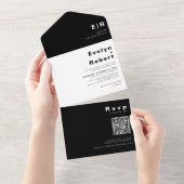 Invitation Tout En Un Mariage noir minimaliste élégant (Déchirure)