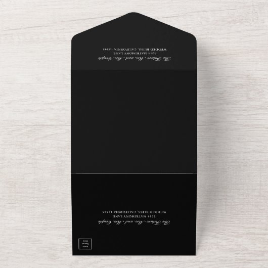 Invitation Tout En Un Mariage noir simple et élégant (Dehors)