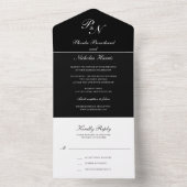 Invitation Tout En Un Mariage noir simple et élégant (À l'intérieur)
