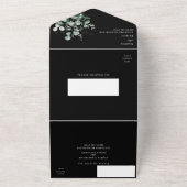 Invitation Tout En Un Mariage noir vert moderne (Dehors)