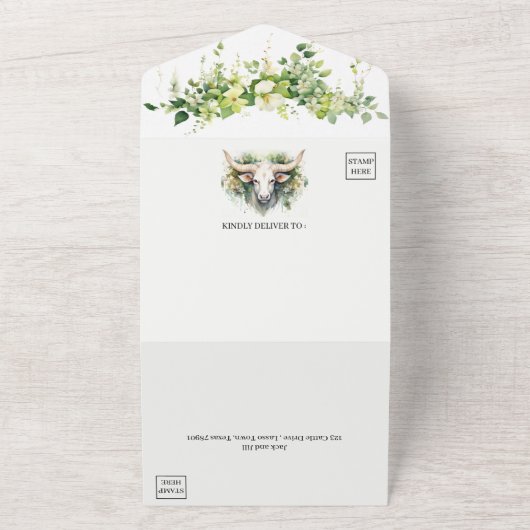 Invitation Tout En Un Mariage occidental rustique (Dehors)