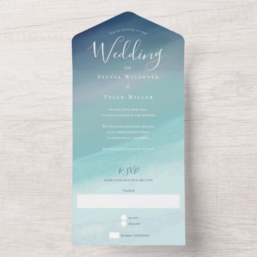 Invitation Tout En Un Mariage Ocean Beach (À l'intérieur)