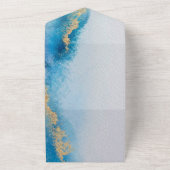 Invitation Tout En Un Mariage Ocean Blue Gold Agate (Dehors)