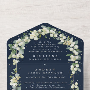 Invitation Tout En Un Mariage officiel de la Marine noire Snowberry+Euca