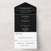 Invitation Tout En Un Mariage officiel minimal noir et blanc (À l'intérieur)