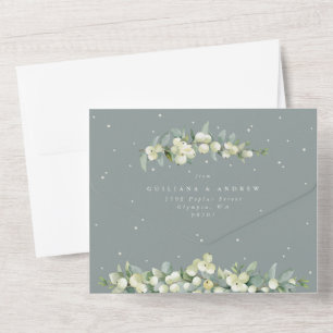 Invitation Tout En Un Mariage officiel Seafoam/Crème Snowberry+Eucalyptu