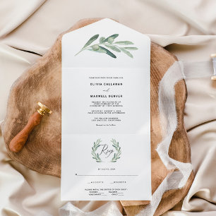 Invitation Tout En Un Mariage Olives de Verdure Rustique 
