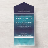 Invitation Tout En Un Mariage Ombre des vagues bleu turquoise (À l'intérieur)