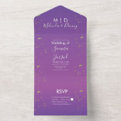 Invitation Tout En Un Mariage Ombré Or Constellation Violet (À l'intérieur)