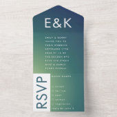 Invitation Tout En Un Mariage Ombre Vert Vert Ultra Moderne (À l'intérieur)