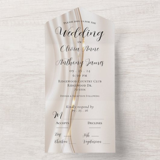 Invitation Tout En Un Mariage Or Abstrait moderne (À l'intérieur)