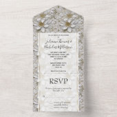 Invitation Tout En Un Mariage or blanc Lotus Fleurs (À l'intérieur)