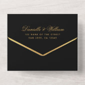 Invitation Tout En Un Mariage Or Noir Simple Élégant Monogramme Script (Verso)