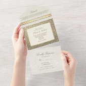 Invitation Tout En Un Mariage or Parties scintillant chic élégant (Déchirure)