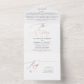 Invitation Tout En Un Mariage or Rose simple noir et blanc (À l'intérieur)