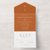 Invitation Tout En Un Mariage Orange Brûlé Moderne Tout En Une Invitatio (À l'intérieur)