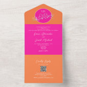 Invitation Tout En Un Mariage orange et rose (À l'intérieur)